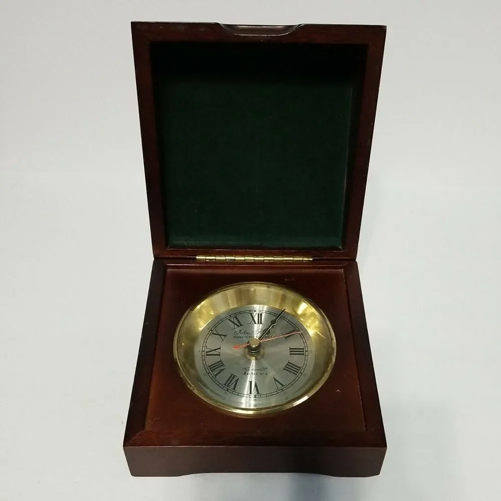 John Poole - England -‎ Desk Clock  Wooden Box Tested